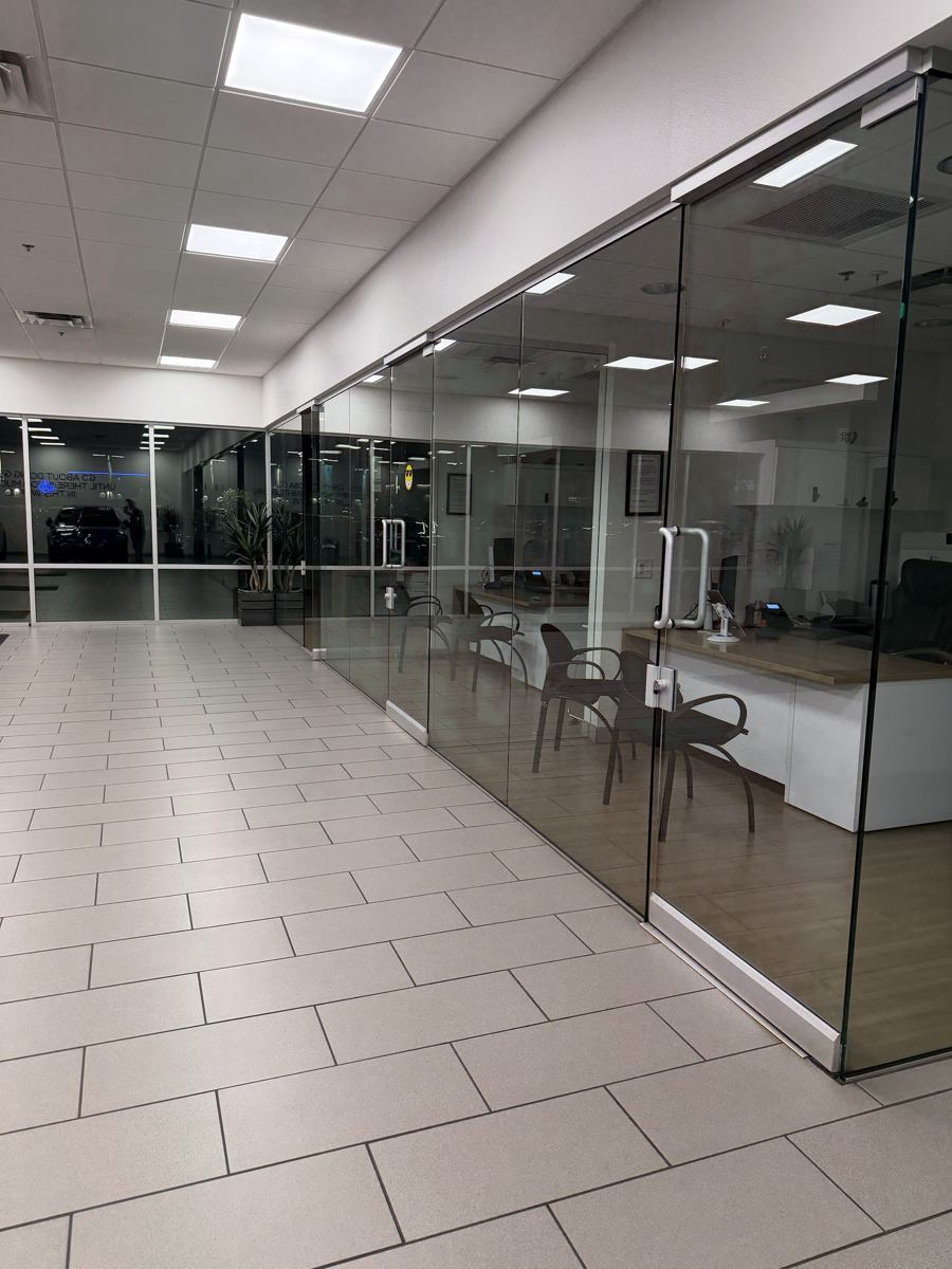 Clean glass office fronts