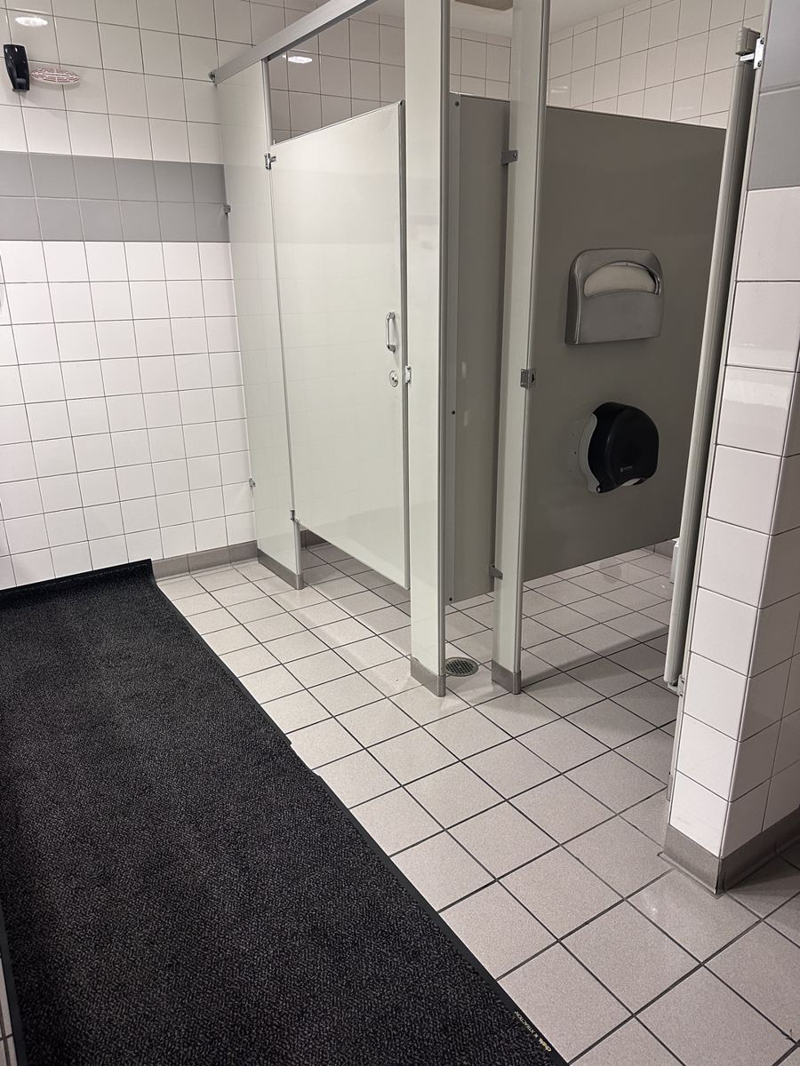 Freshly cleaned commercial restroom